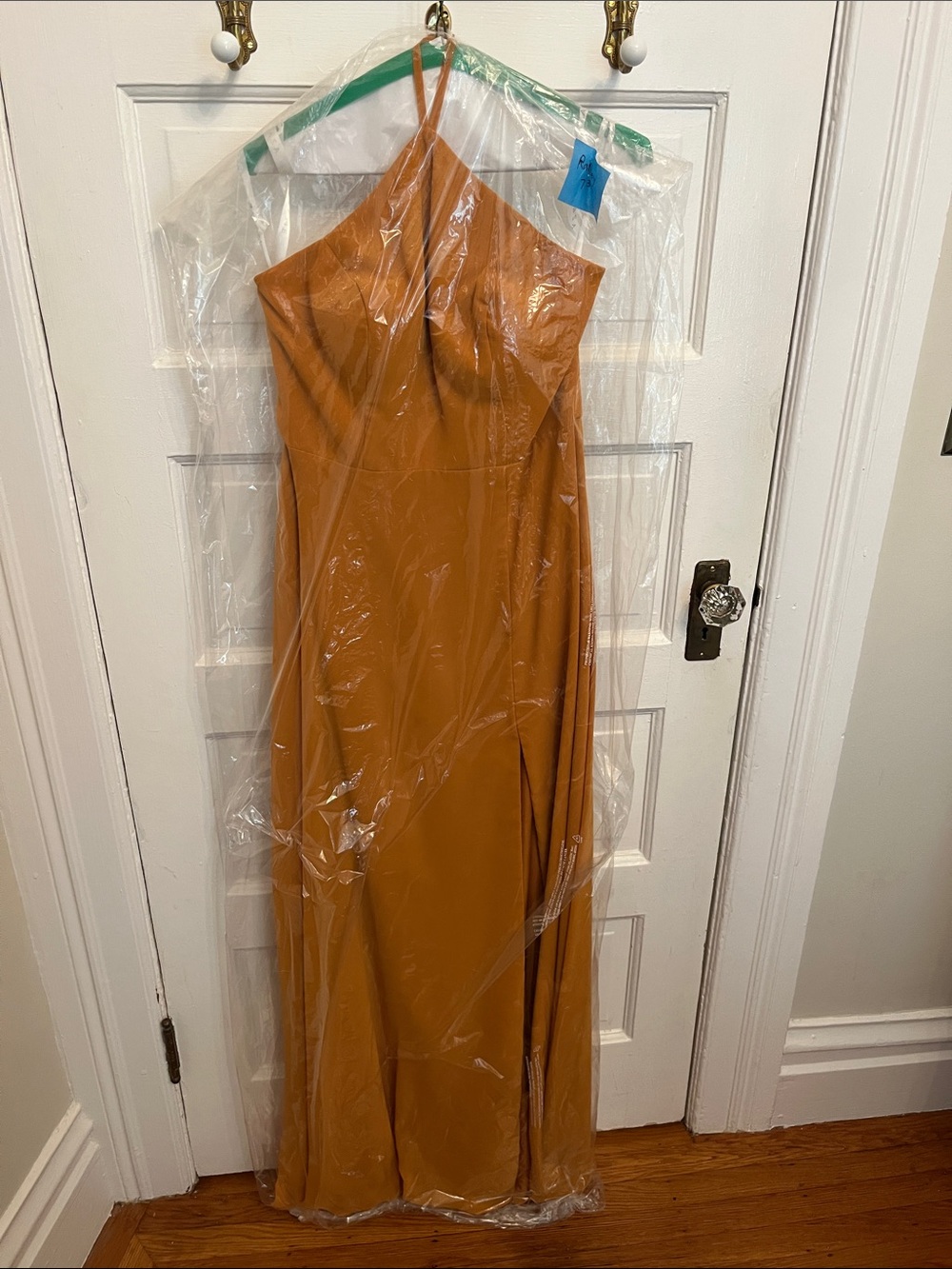 Azazie Rust/Orange Spaghetti-Strap Maxi Dress